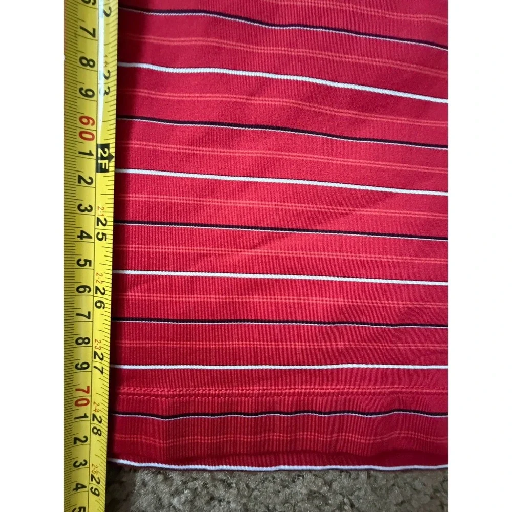 Nike Golf Dri-FIT Long Sleeve Polo Shirt Red Striped Embroidered Logo Large JBHS